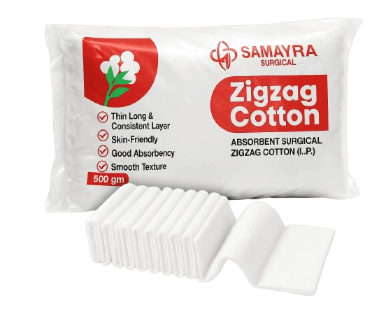 500 gm Absorbent Surgical Zigzag Cotton (I.P.)